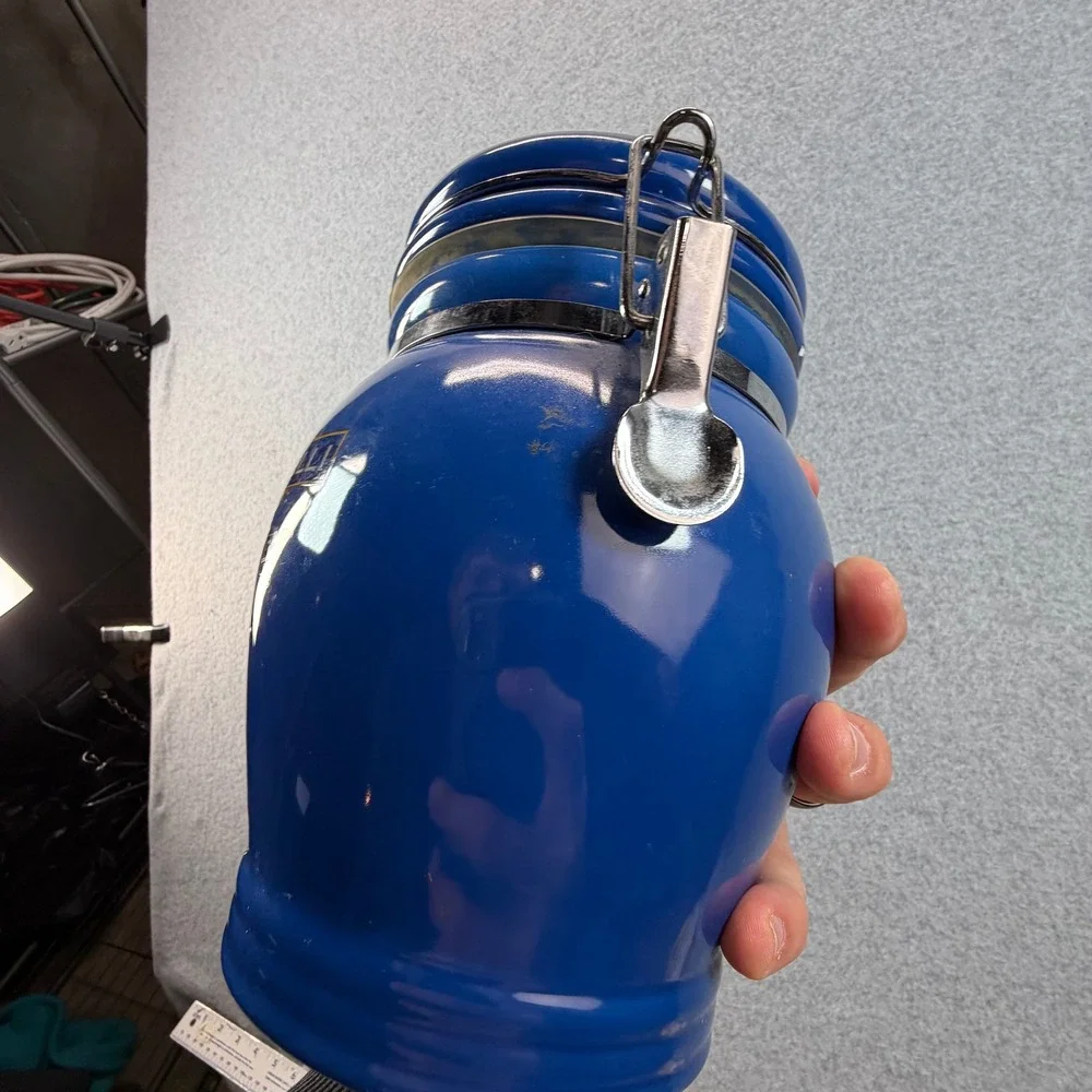 Ghirardelli Caffe Cobalt Blue Ceramic Airtight Canister Jar with Toggle Latch